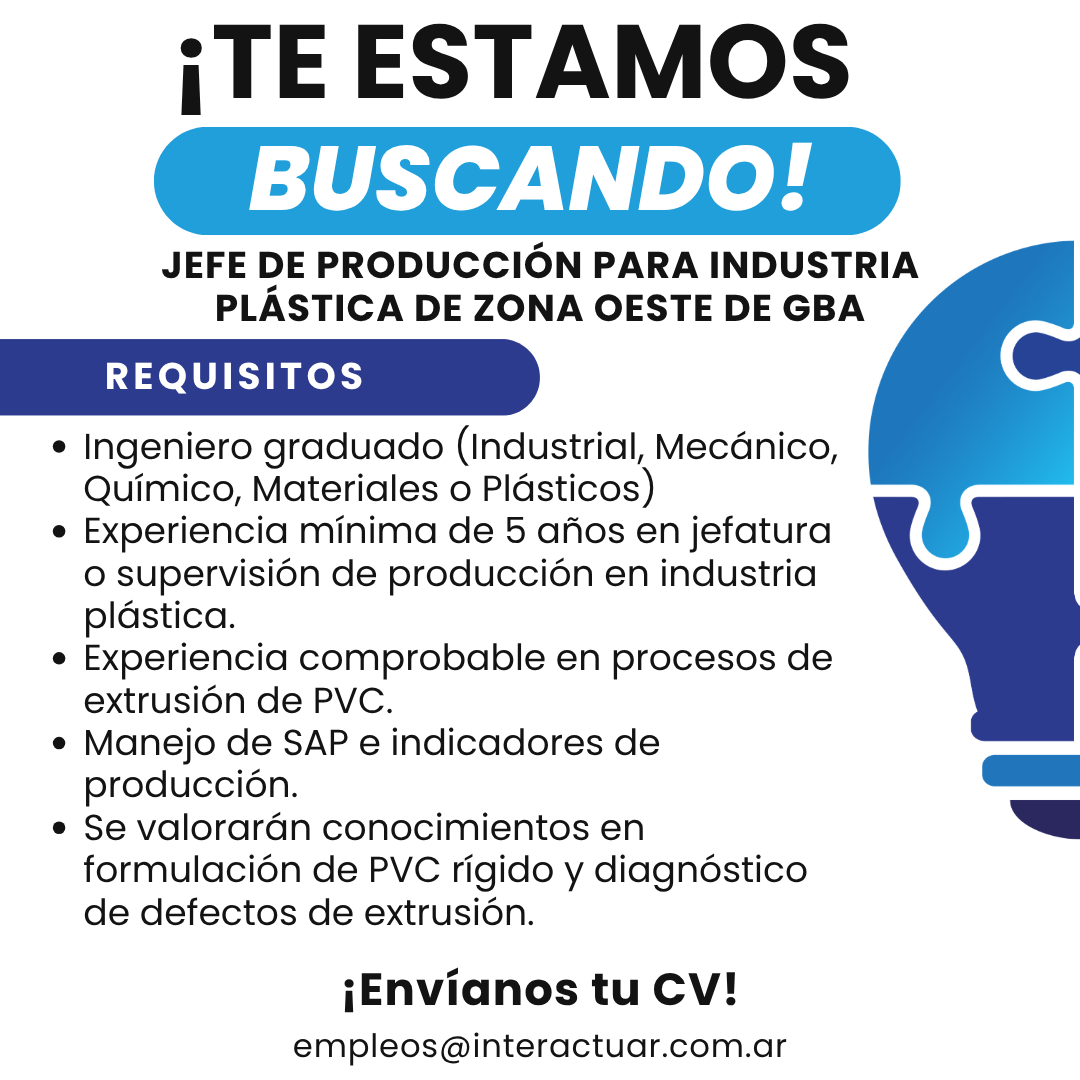 jefe de produccion para industria plastica