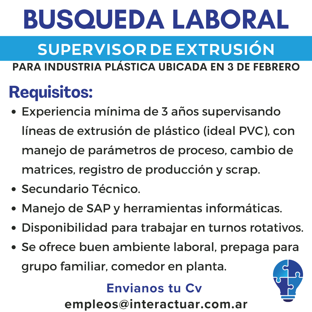 supervisor de extrusion